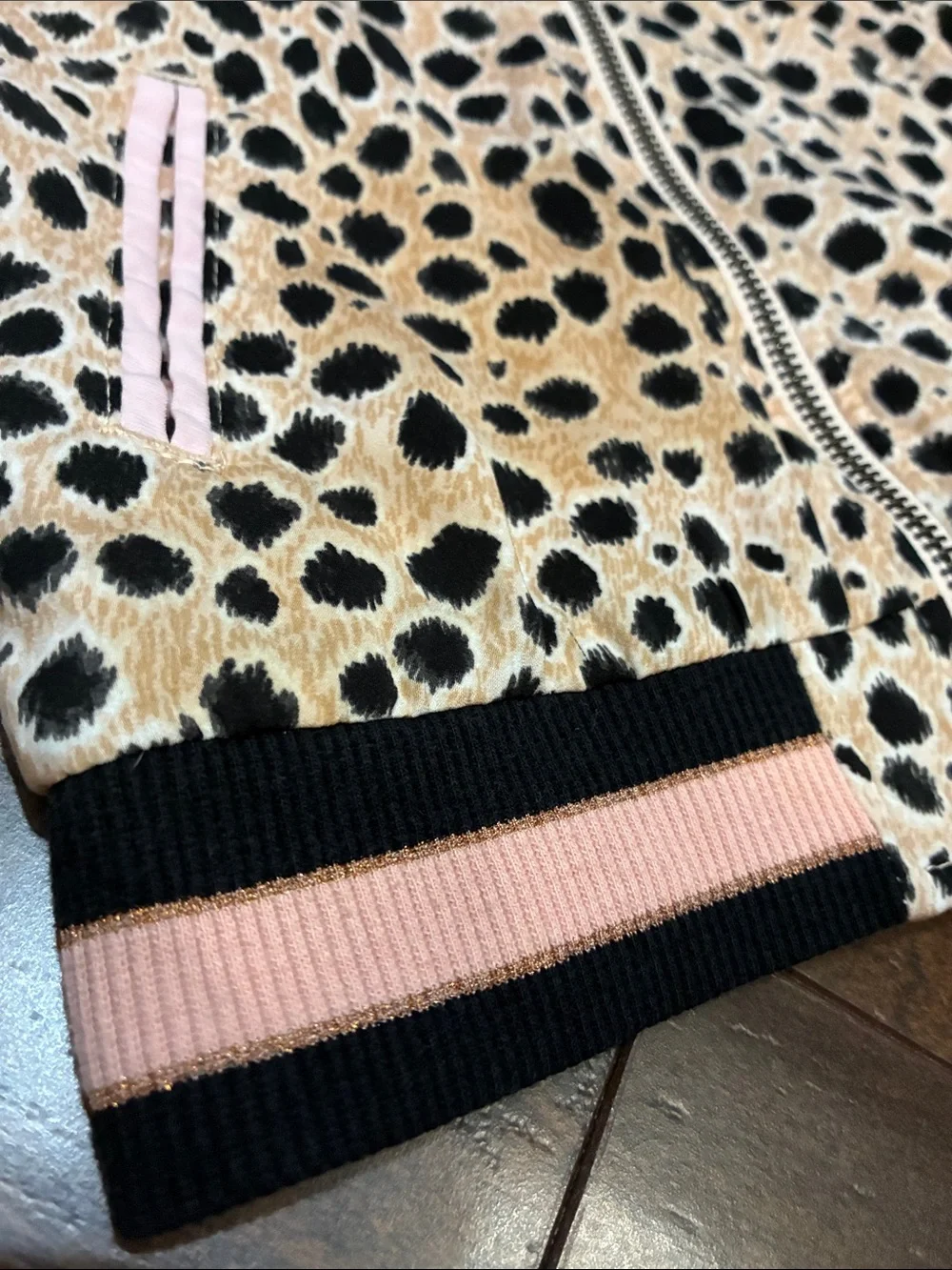 Genuine Kids Osh Kosh Leopard Print Hooded Zip-Up Jacket with Pink Lining